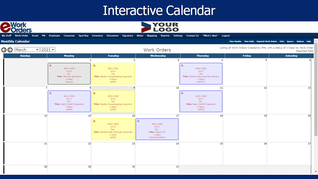 screenshot of eWorkOrders CMMS